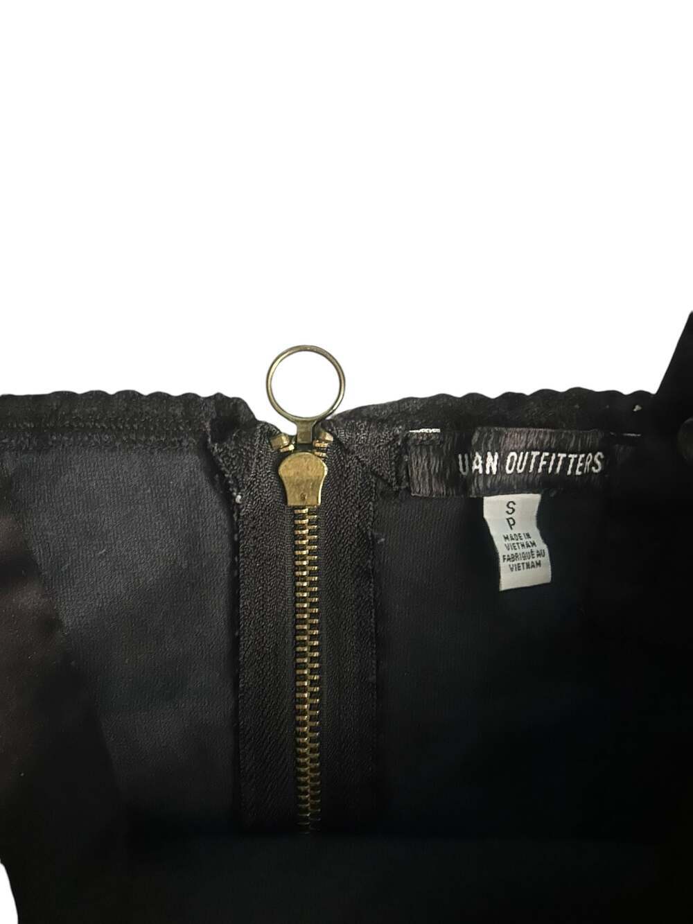 Urban Outfitters Black Velvet Curved Hem O-Ring Zip Corset Top - Picture 2 of 3